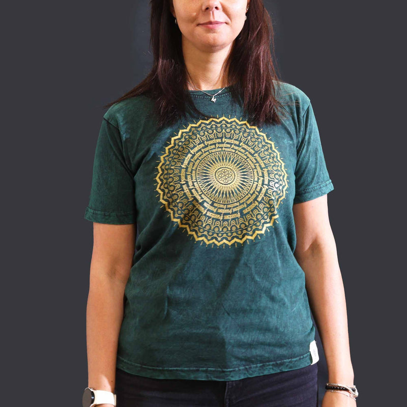 Nomad Sari Stonewashed Cotton T-Shirt - Mandala - Green - Medium product image