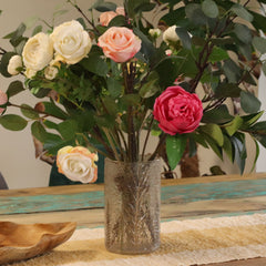 Natural Floral Glass - Tall Vase Candle Holder - Pino - (19x11cm) product image 6