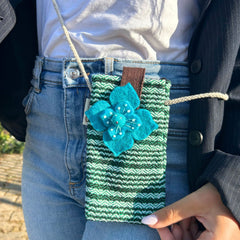 Phone Holder Bag Stripes Green - flower decor product image 4
