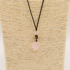 Cord Necklace Gemstone Pendant - Rose Quartz Heart product image 3