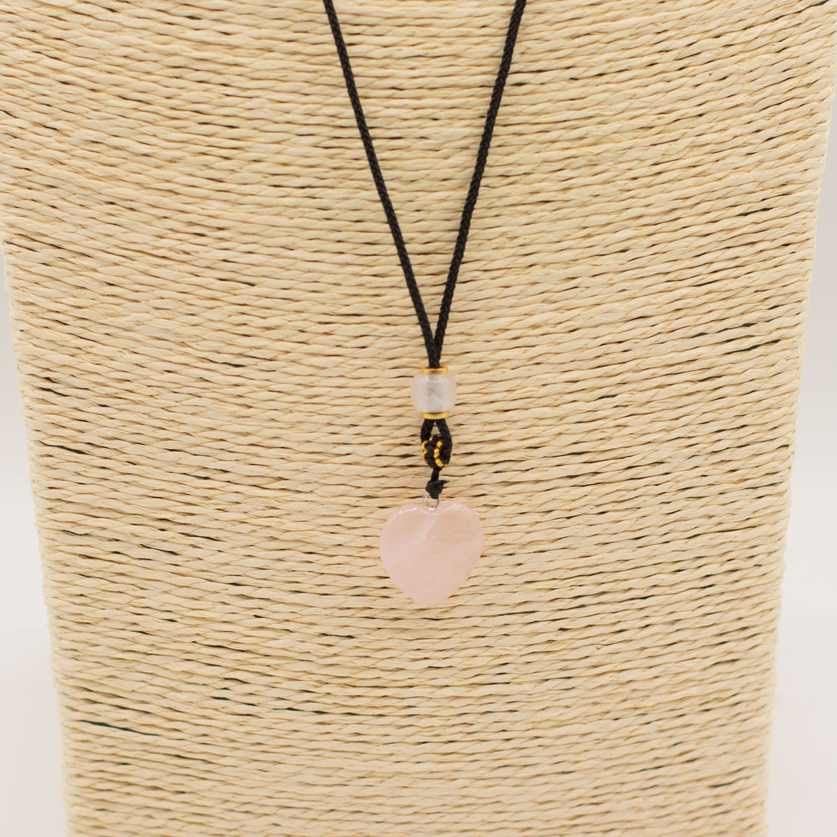 Cord Necklace Gemstone Pendant - Rose Quartz Heart product image 3