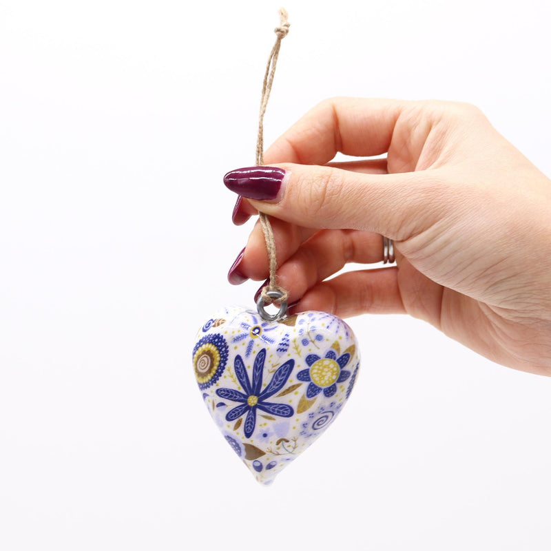 Lrg Decor Wood Heart - Blue Floral product image