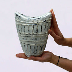 Wide Neck Shaped Vase - Cream 22cm product image 2