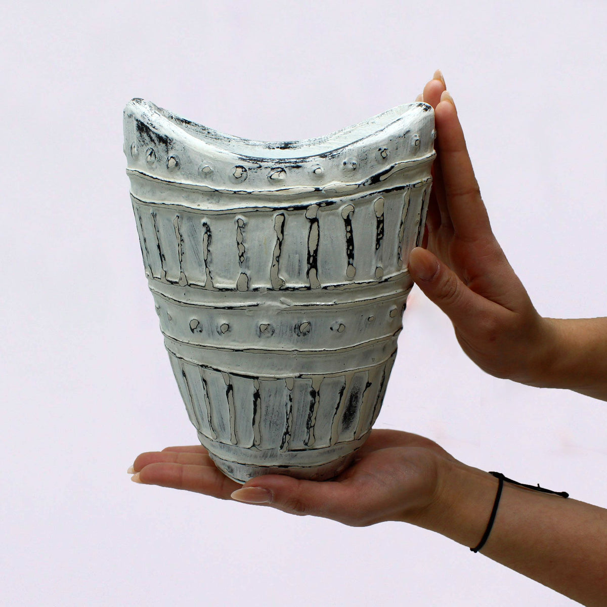 Wide Neck Shaped Vase - Cream 22cm product image 2