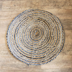 Round Jute and Recycle Denim Rug- 90 cm product image