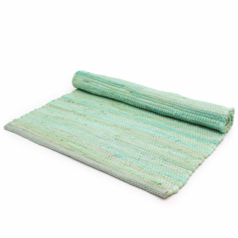 Large Indian Handloom Cotton Rug - Aqua product image