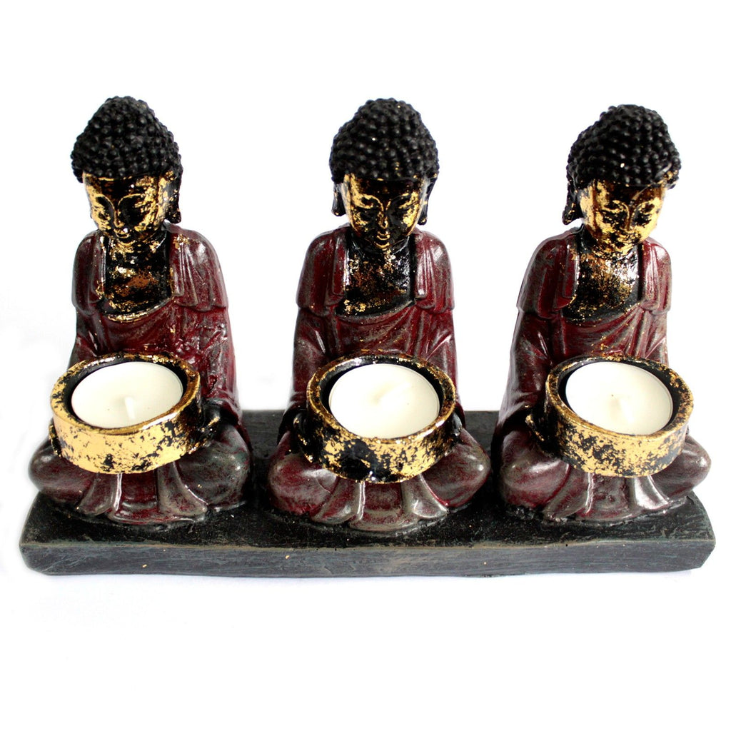 Antique Buddha - Three Devotees Candle Holder product image