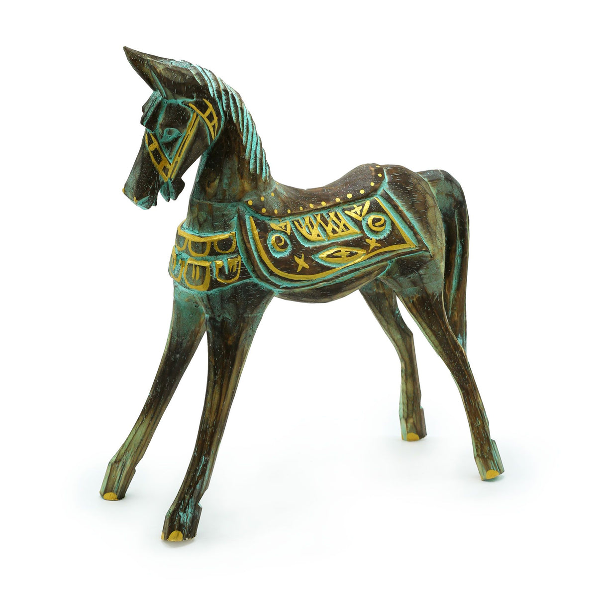 Large Gold & Turquoise Horse 32 cm product image