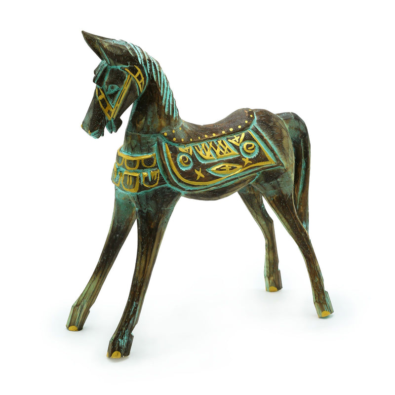 Large Gold & Turquoise Horse 32 cm product image