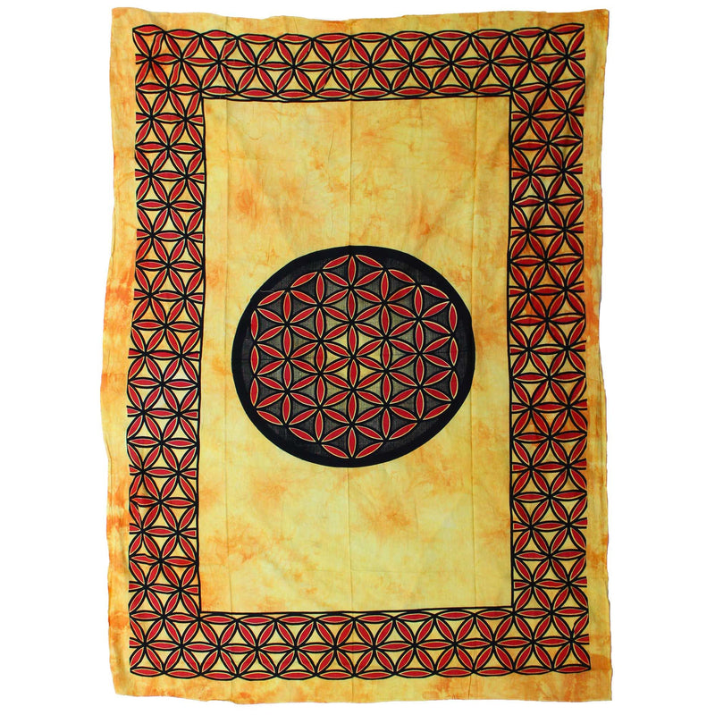 Single Cotton Bedspread + Wall Hanging - Flower of Life - Orange product image