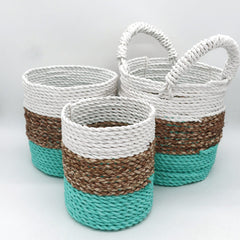 Seagrass Basket Set - Green / Natural / White product image 6