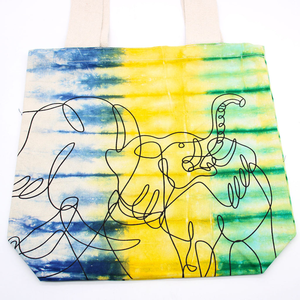 Tye-Dye Cotton Bag (6oz) - 38x42x12cm - Elephants - Multi - Natural Handle product image 3