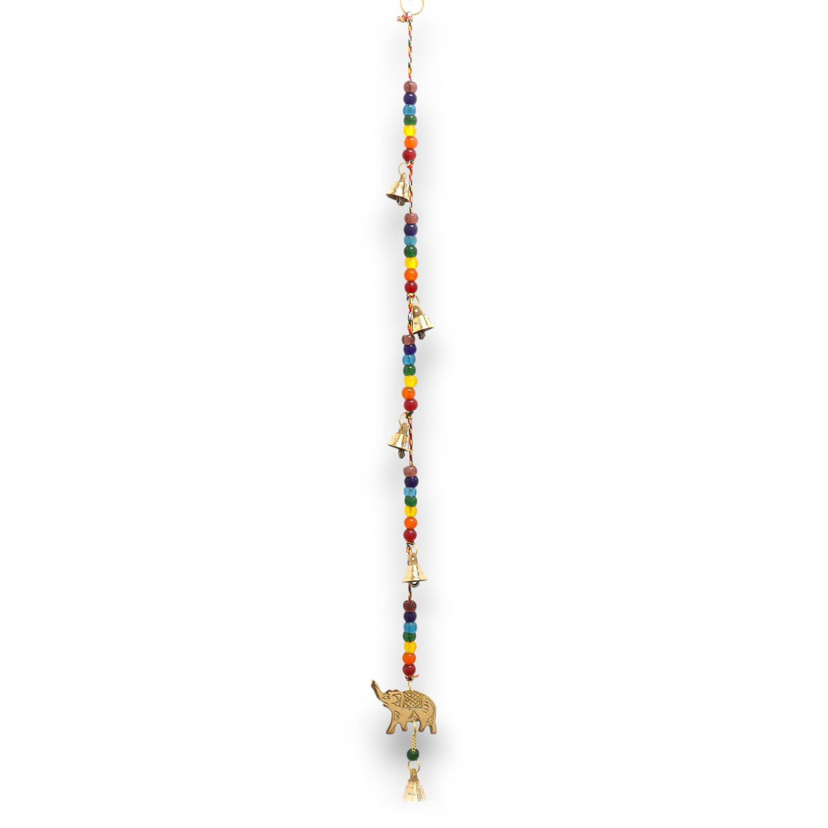 Indian Chimes - Brass Elephant with Chakra Beads String Bells 53cm product image 2