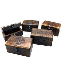 Wooden Pill Box 9x5x4cm - Carved Designs - Assorted product image 3