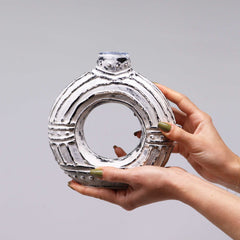 Round Donut Shaped Vase - Cream 18cm product image 3