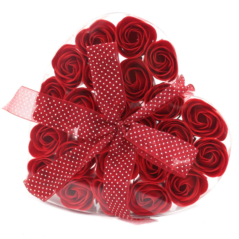 Set of 24 Soap Flower Heart Box - Red Roses product image