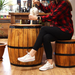 Beer Barrel Stool – Natural Wood 38 x 32 cm product image 5