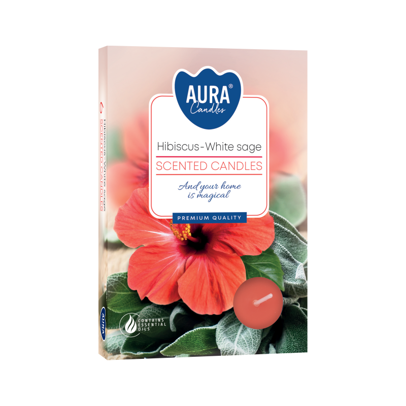 Set of 6 Scented Tealights - Hibiscus & White Sage product image