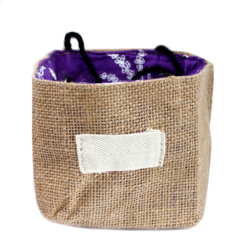 Natural Jute Cotton Gift Bag - Lavender Lining - Medium - product image 4