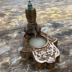Sm Mango Wood Backflow Burner - Hamsa product image 5