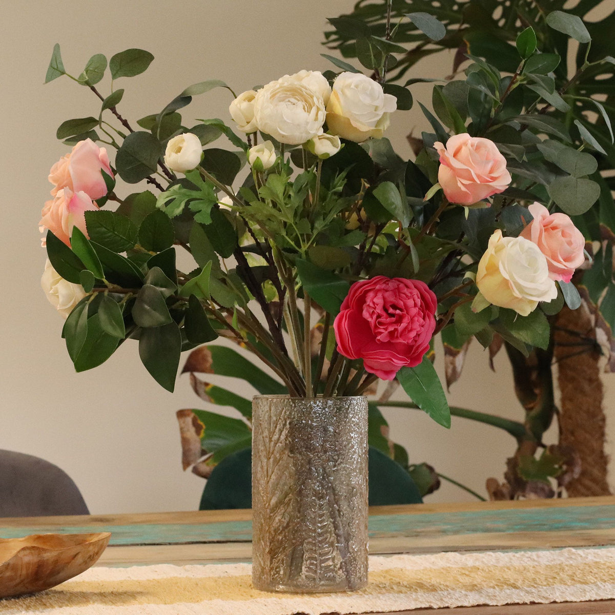 Natural Floral Glass - Tall Vase Candle Holder - Pino - (19x11cm) product image 3
