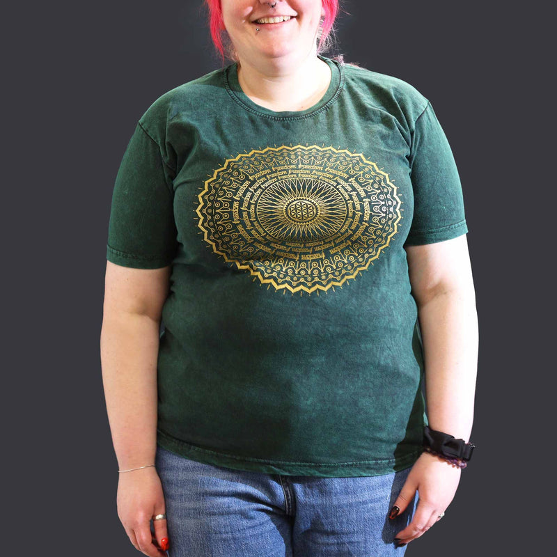 Nomad Sari Stonewashed Cotton T-Shirt – Mandala – Green – XL product image