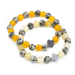 Set of 2 Gemstones Friendship Bracelets - Protection - Dalmatian Jasper & Yellow Agate product image 6