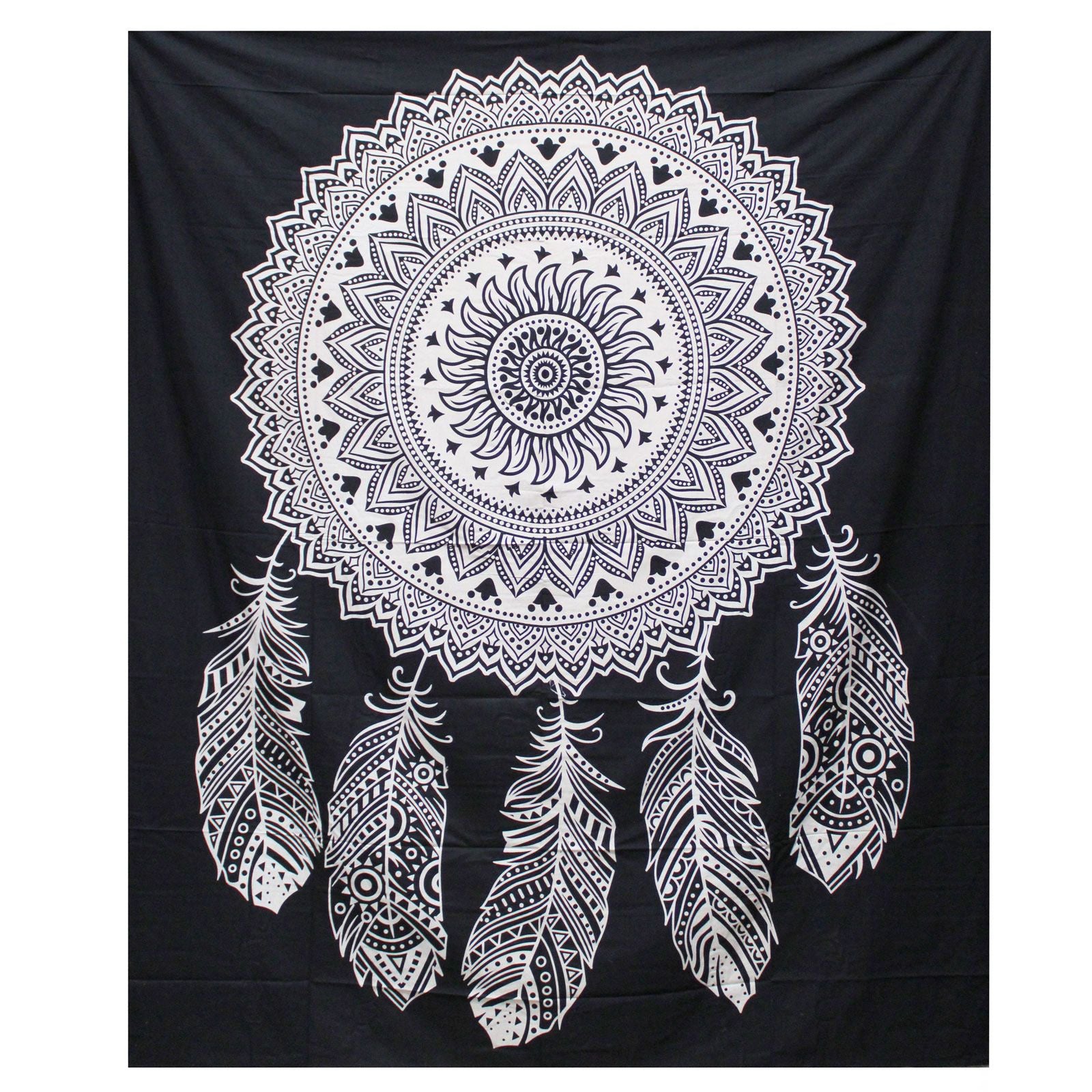 B&W Double Cotton Bedspread + Wall Hanging - Dreamcatcher product image