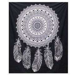 B&W Double Cotton Bedspread + Wall Hanging - Dreamcatcher product image