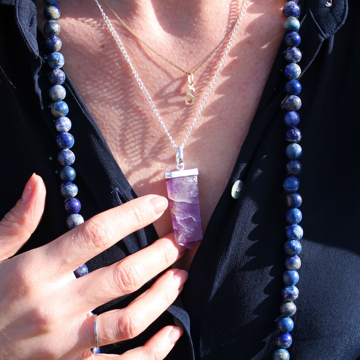 Gemstone Flat Pencil Pendant - Rose Quartz product image 3