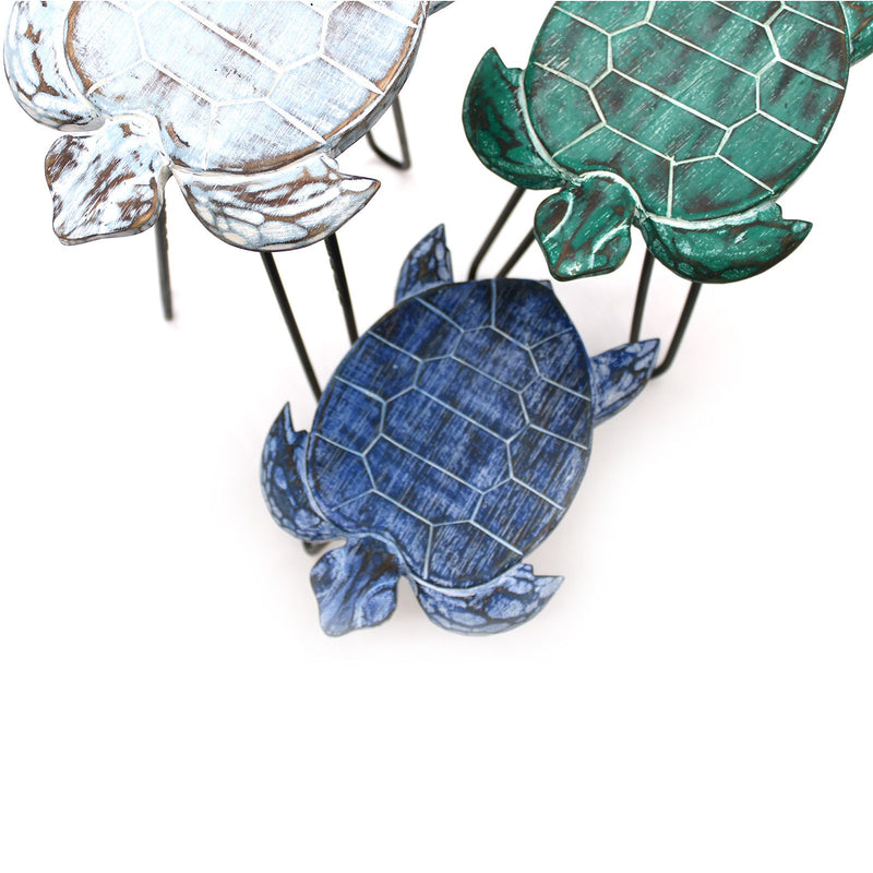 Set of 3 Albasia Wood Plant Stands - Turtles product image
