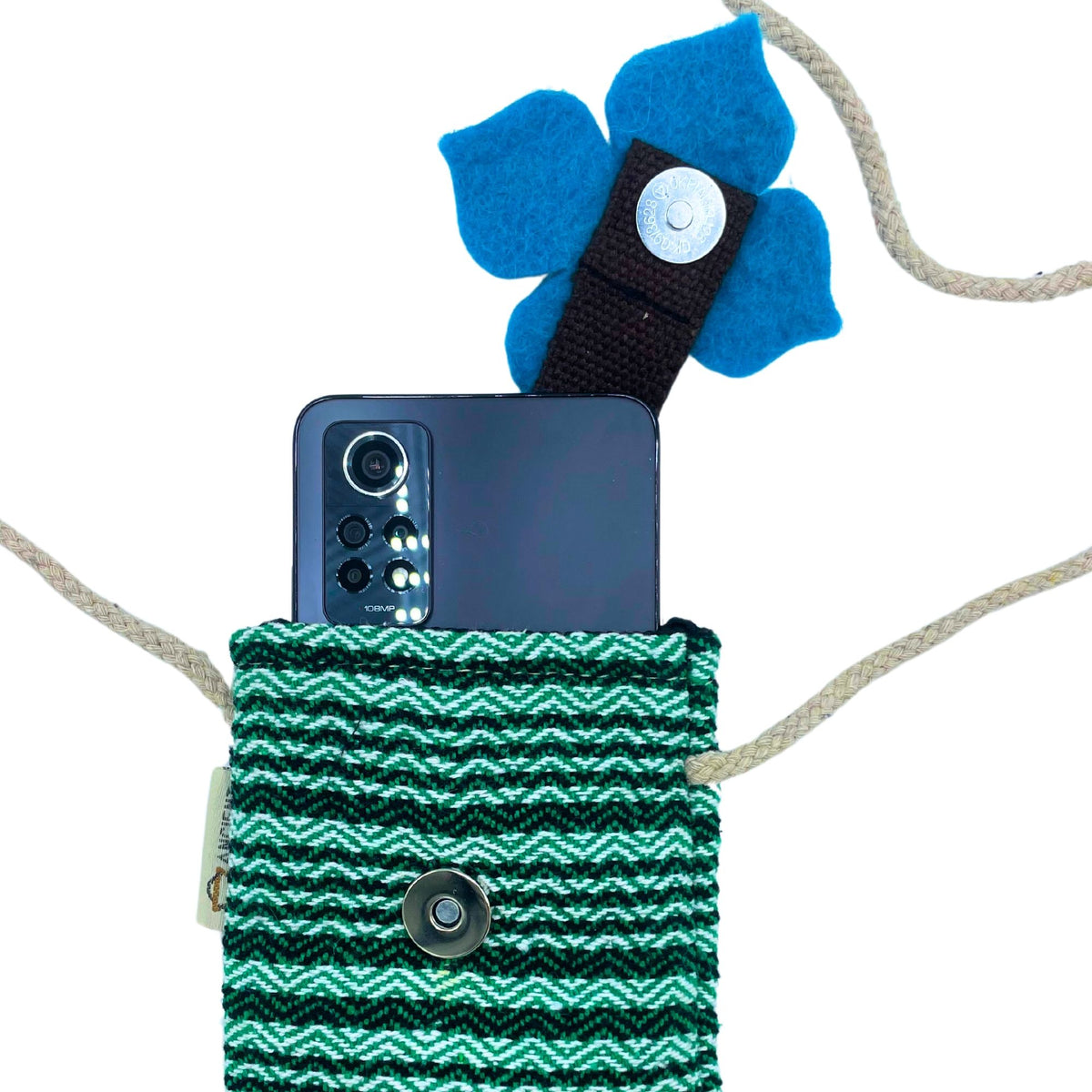Phone Holder Bag Stripes Green - flower decor product image 3