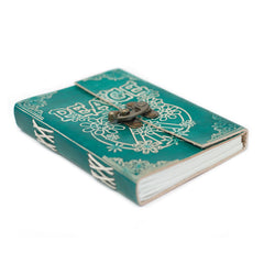 Leather Green Peace with Lock Notebook (7x5") product image 2