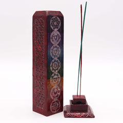 Soapstone Square Tower Incense Holder - 7 Charkras product image 4