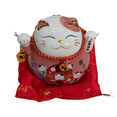 Ceramic Money Cat Moving Hand - Pink on Cushion product image 3