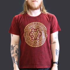 Nomad Sari Stonewashed Cotton T-Shirt – Chakra – Maroon – Large product image