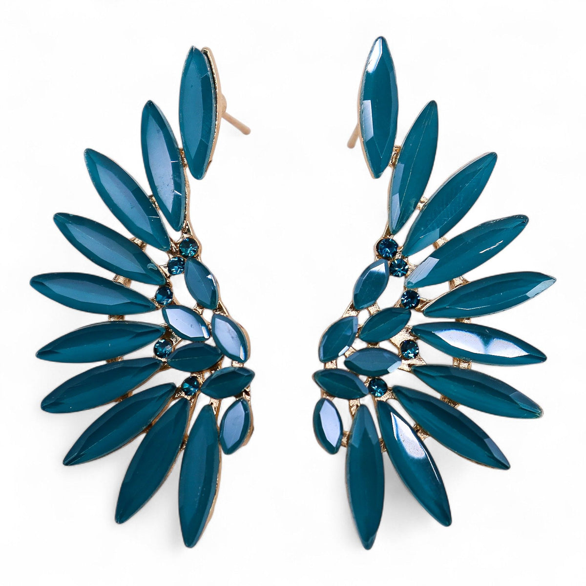 Teal Green - Vintage Glass - Angel Wings - Earrings product image