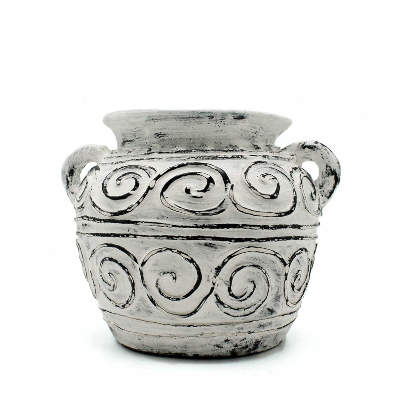 Greek Clay Plant Pot With Handles - Cream 15cm product image