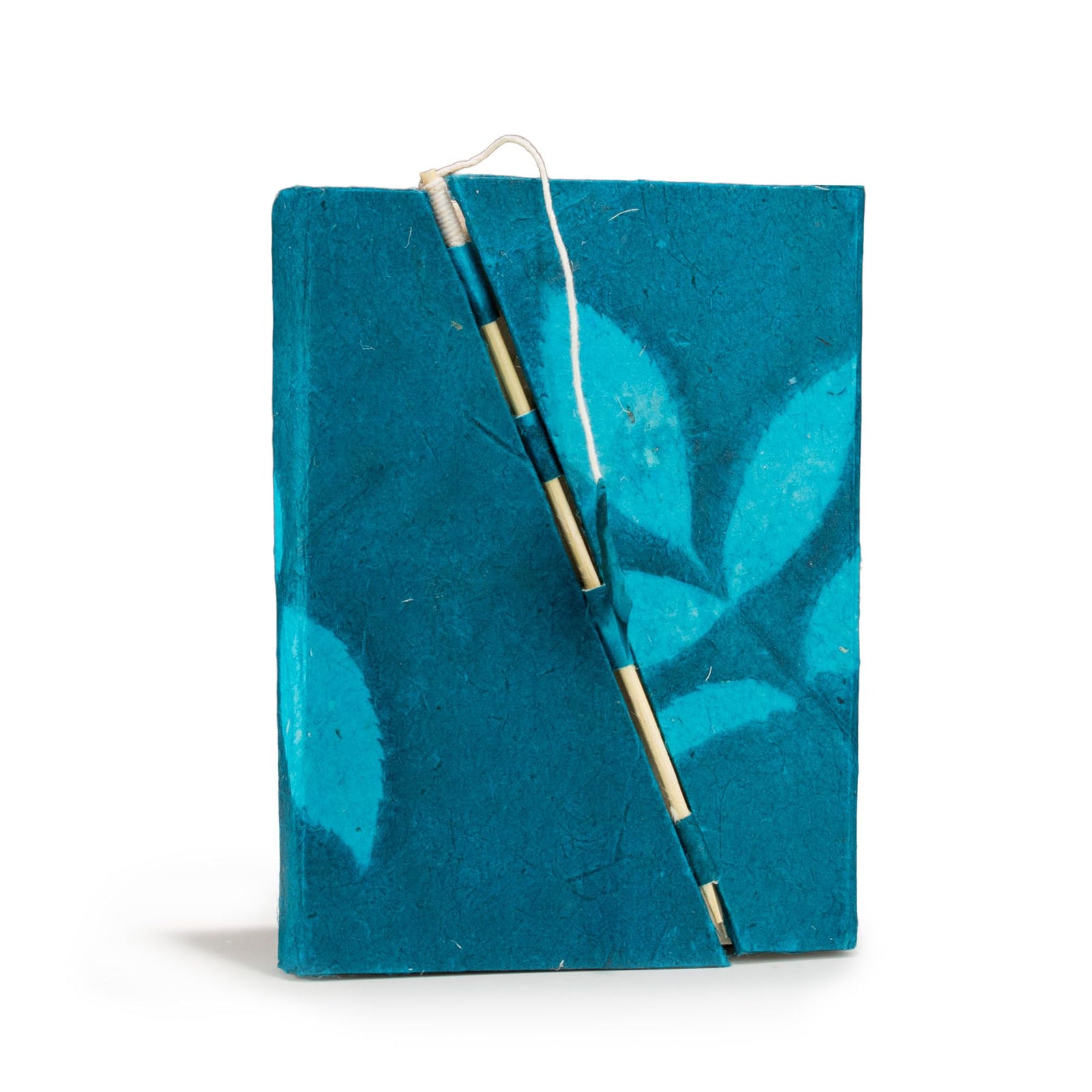Lokta Bold Floral Bamboo Lock Notebook – Medium (15x12cm) – 45 Leaves – Midnight Blue product image