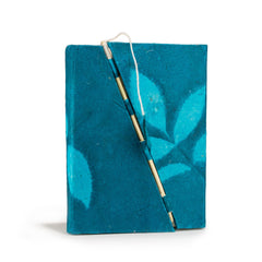 Lokta Bold Floral Bamboo Lock Notebook – Medium (15x12cm) – 45 Leaves – Midnight Blue product image