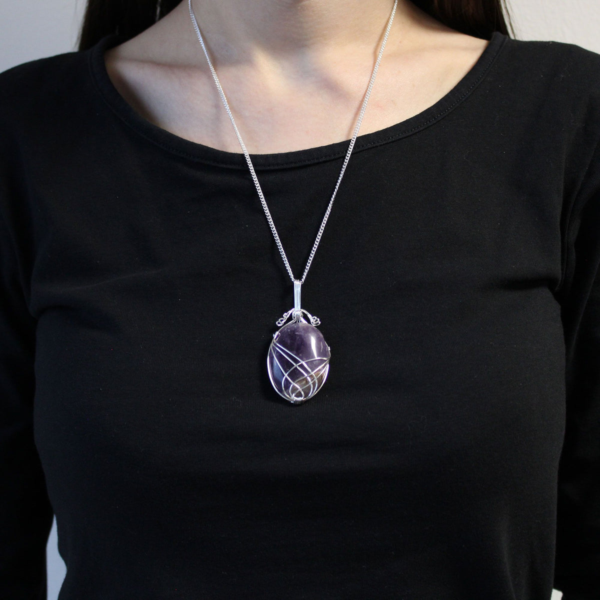 Swirl Wrapped Gemstone Necklace - Amethyst product image 2