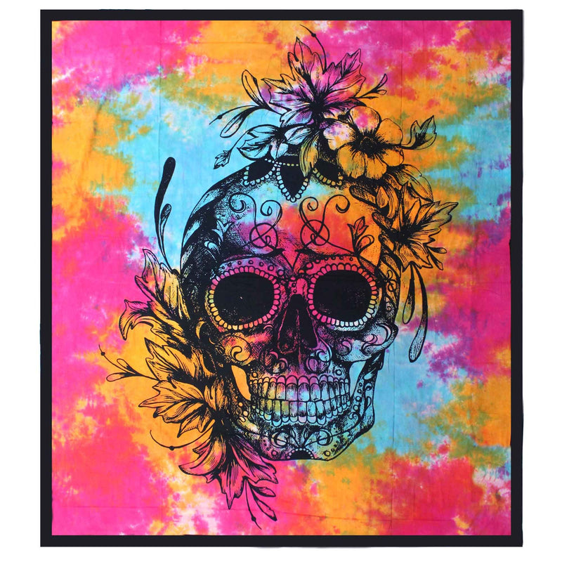 Double Cotton Bedspread + Wall Hanging - Day of the Dead Skull product image