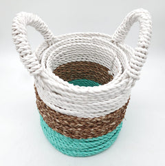 Seagrass Basket Set - Green / Natural / White product image 5