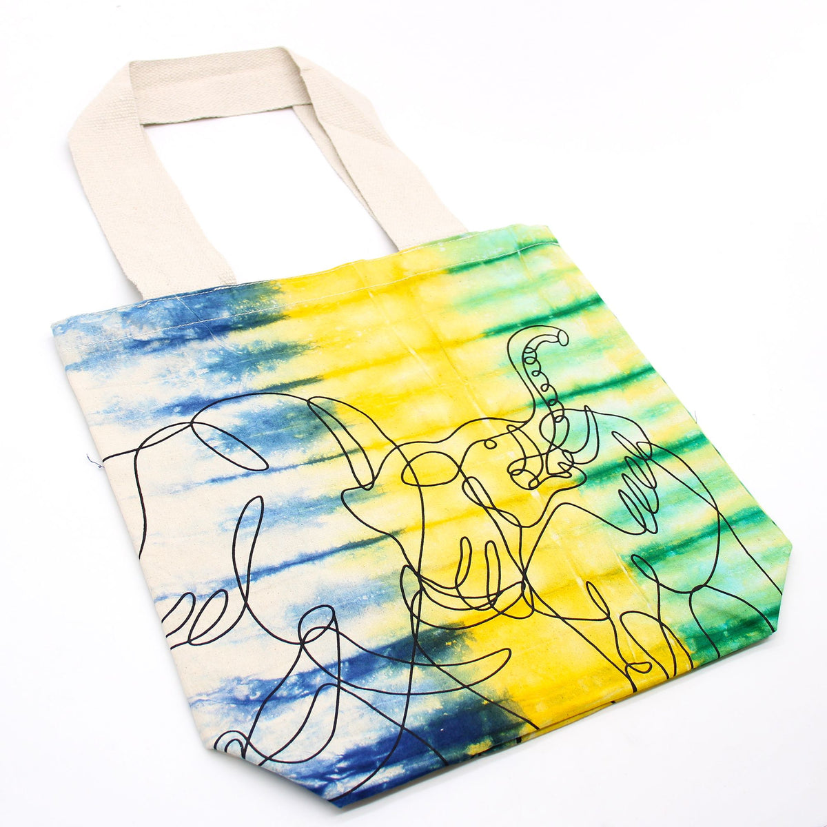 Tye-Dye Cotton Bag (6oz) - 38x42x12cm - Elephants - Multi - Natural Handle product image 2