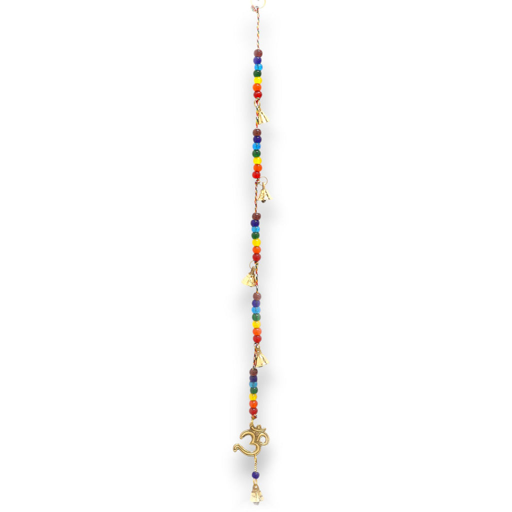 Indian Chimes - Brass OM with Chakra Beads String Bells 53cm product image 2