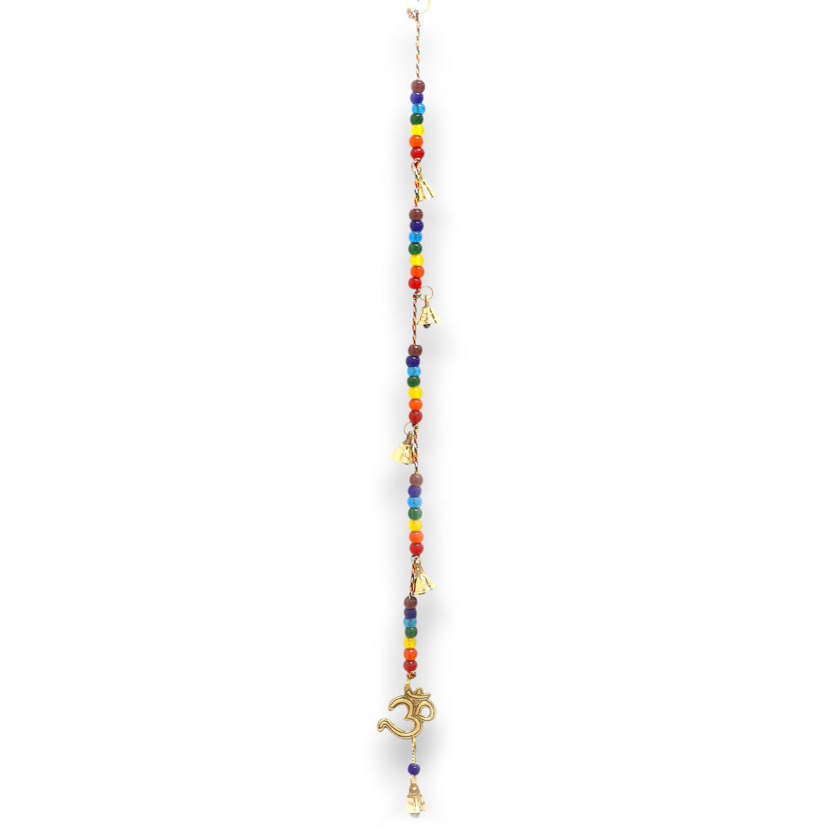 Indian Chimes - Brass OM with Chakra Beads String Bells 53cm product image 2