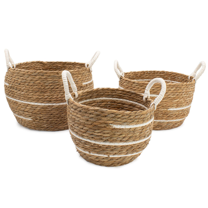 Cotton & Seagrass Large Baskets – Natural Stripes – Set of 3 product image