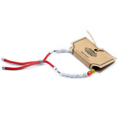 925 Silver Plated Gemstone Royal Red String Bracelet - White Howlite Chakra product image 4