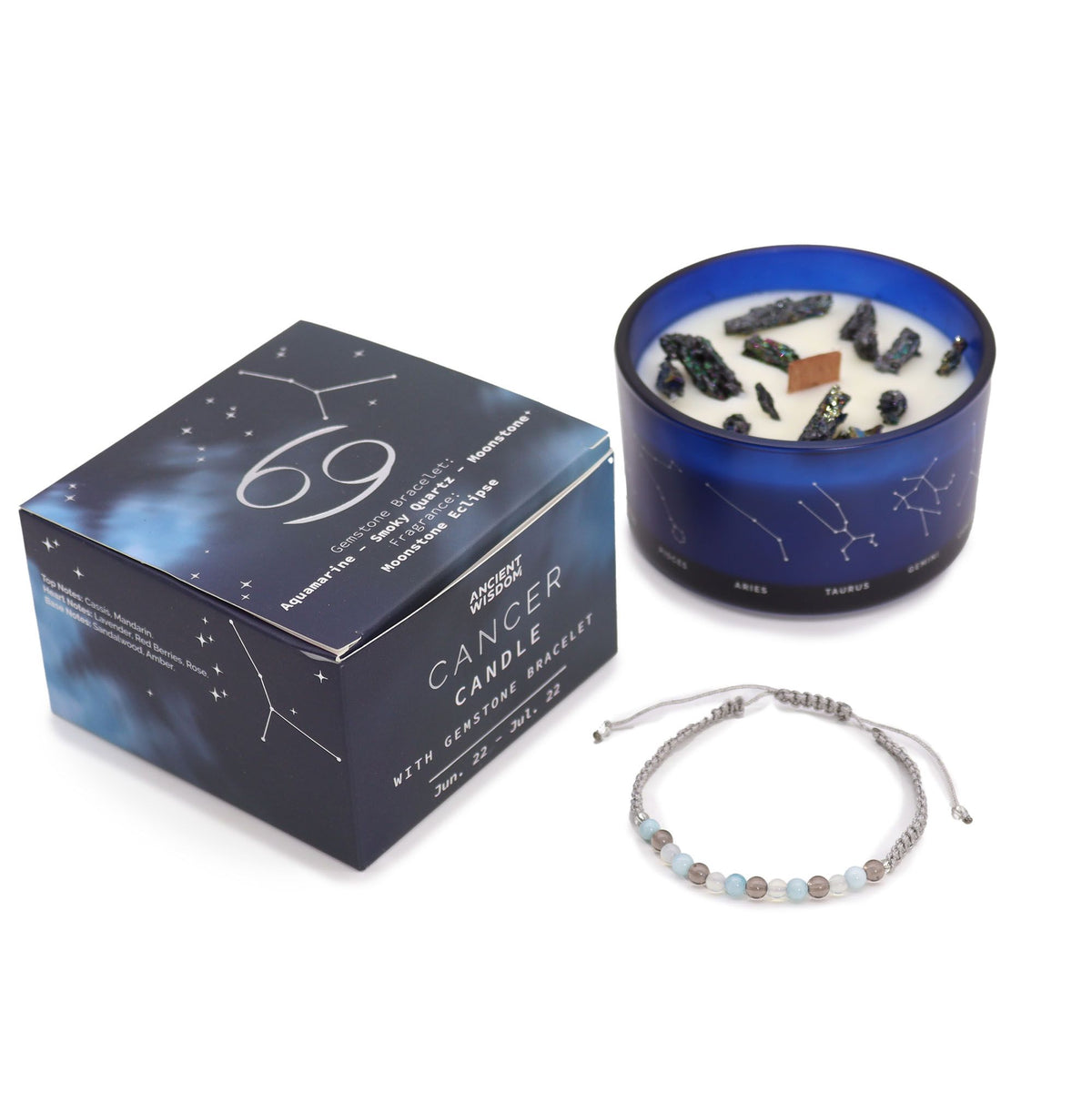 Zodiac Crystal Candle with Gemstone Bracelet - Cancer product image 3