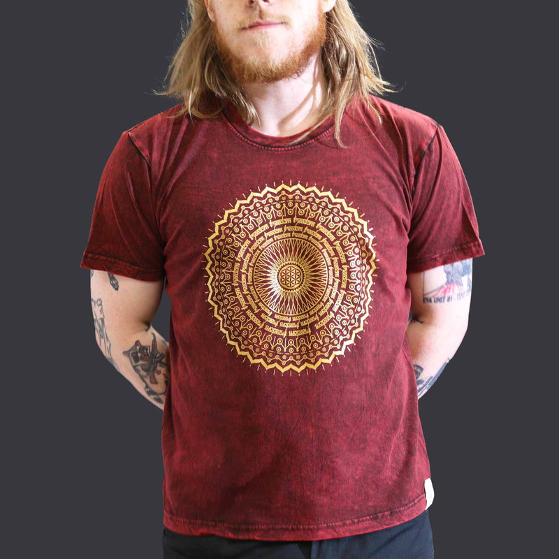 Nomad Sari Stonewashed Cotton T-Shirt – Mandala – Maroon – Large product image